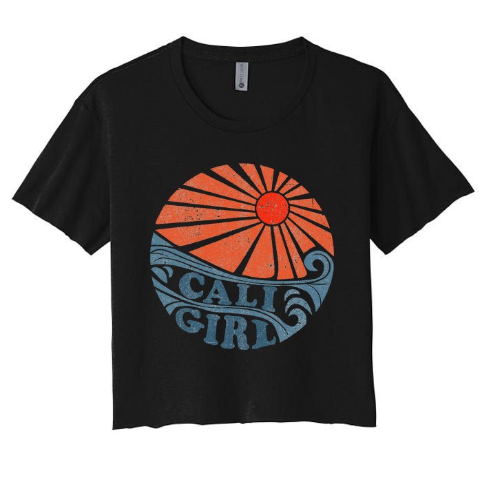 Vintage Cali Girl Retro Beach California Vacation Womens Women's Crop Top Tee