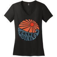 Vintage Cali Girl Retro Beach California Vacation Womens Women's V-Neck T-Shirt