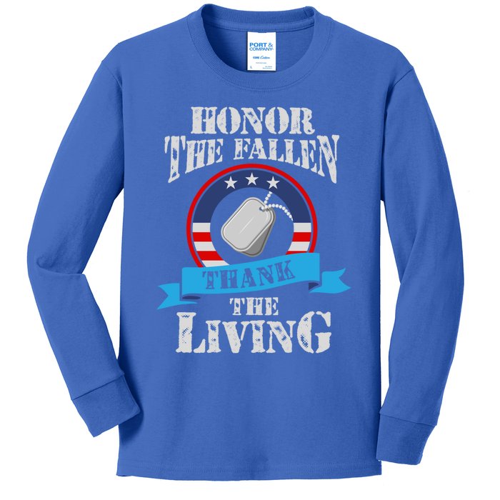 Veteran Cute Gift Honor The Fallen Thank The Living Gift Kids Long Sleeve Shirt