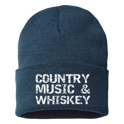 Vintage Country Gift For Men Funny Country Music Whiskey Sustainable Knit Beanie