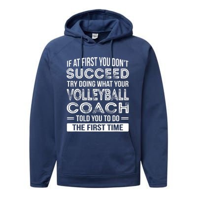 Volleyball Coach Gift Funny Thank You Gift Performance Fleece Hoodie