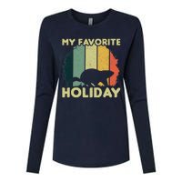 Vintage Cute Groundhog Favorite Holiday Happy Groundhog Day Womens Cotton Relaxed Long Sleeve T-Shirt