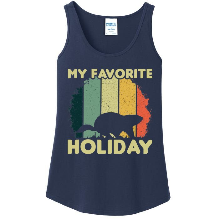 Vintage Cute Groundhog Favorite Holiday Happy Groundhog Day Ladies Essential Tank