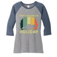 Vintage Cute Groundhog Favorite Holiday Happy Groundhog Day Women's Tri-Blend 3/4-Sleeve Raglan Shirt