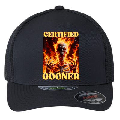 Vintage Certified Gooner Funny Cringe Hard Skeleton Meme Flexfit Unipanel Trucker Cap