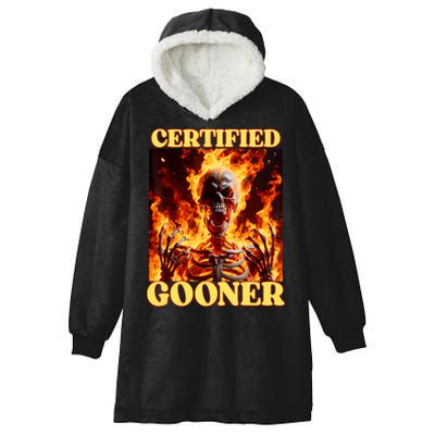 Vintage Certified Gooner Funny Cringe Hard Skeleton Meme Hooded Wearable Blanket