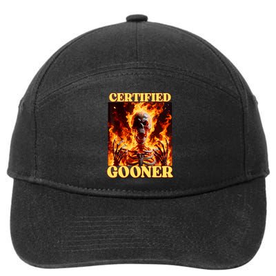 Vintage Certified Gooner Funny Cringe Hard Skeleton Meme 7-Panel Snapback Hat