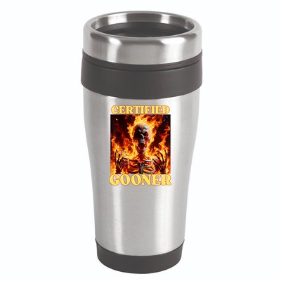 Vintage Certified Gooner Funny Cringe Hard Skeleton Meme 16oz Travel Tumbler