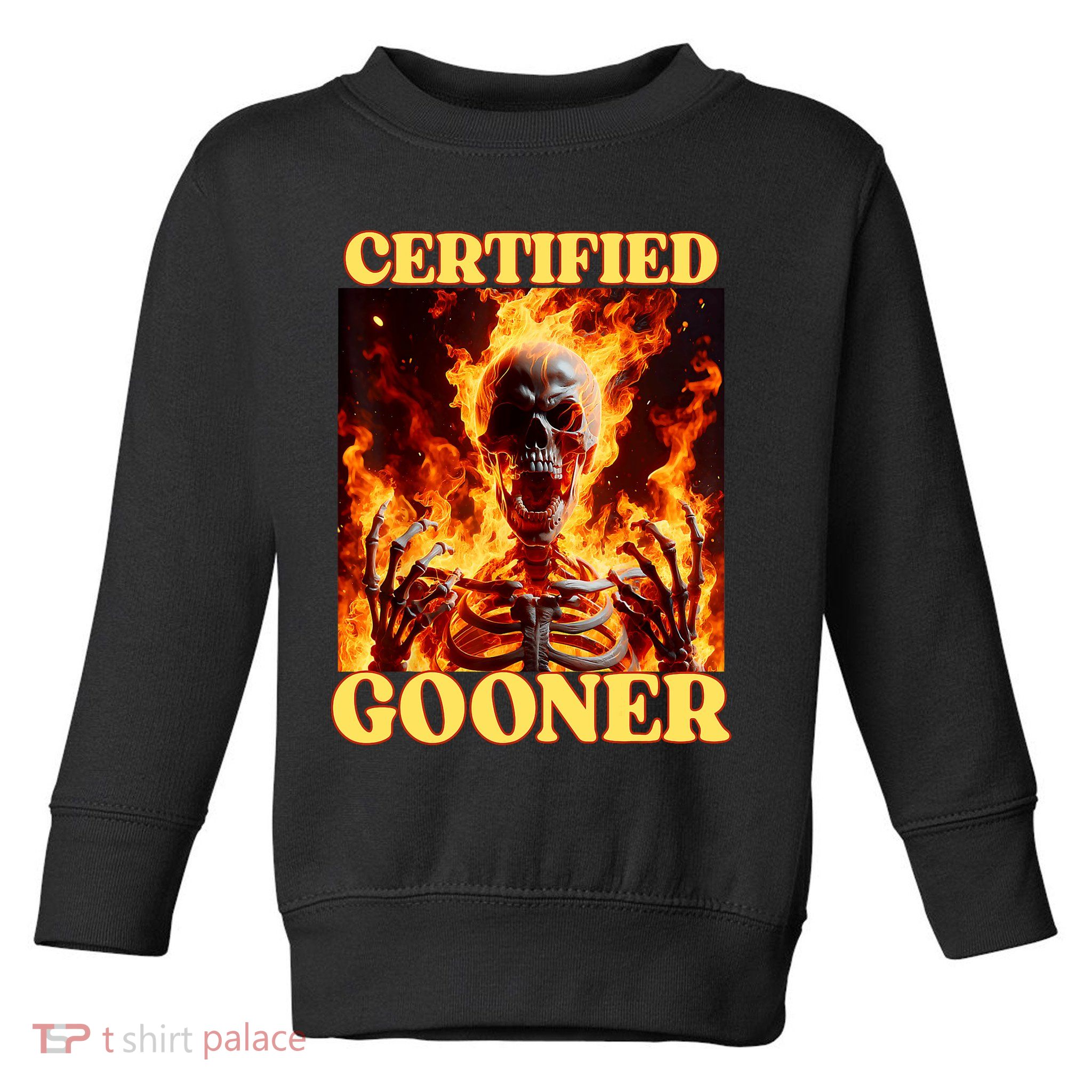 Vintage Certified Gooner Funny Cringe Hard Skeleton Meme Toddler Sweatshirt