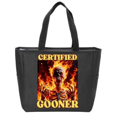 Vintage Certified Gooner Funny Cringe Hard Skeleton Meme Zip Tote Bag