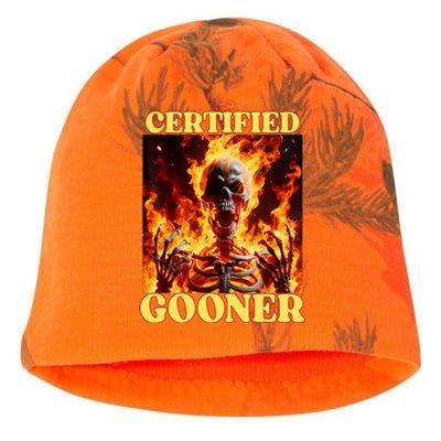 Vintage Certified Gooner Funny Cringe Hard Skeleton Meme Kati - Camo Knit Beanie