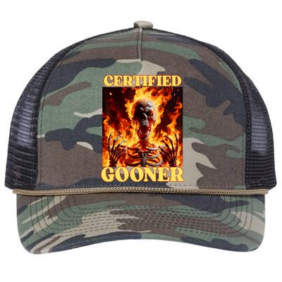 Vintage Certified Gooner Funny Cringe Hard Skeleton Meme Retro Rope Trucker Hat Cap