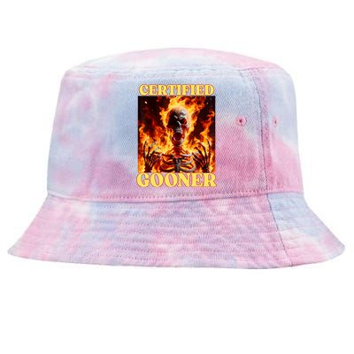 Vintage Certified Gooner Funny Cringe Hard Skeleton Meme Tie-Dyed Bucket Hat