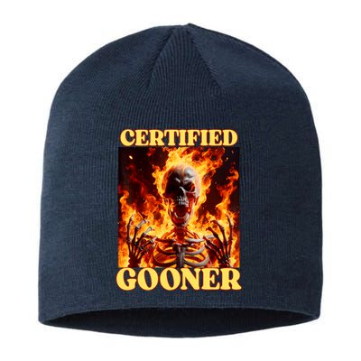 Vintage Certified Gooner Funny Cringe Hard Skeleton Meme Sustainable Beanie