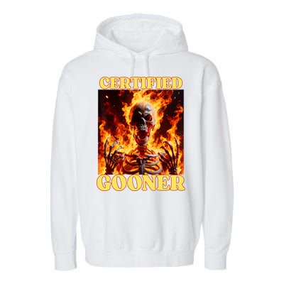 Vintage Certified Gooner Funny Cringe Hard Skeleton Meme Garment-Dyed Fleece Hoodie