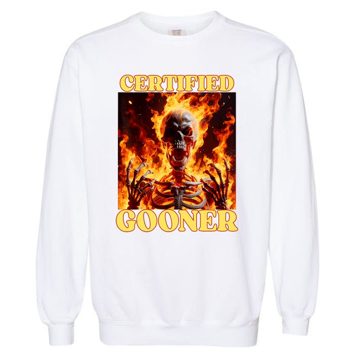 Vintage Certified Gooner Funny Cringe Hard Skeleton Meme Garment-Dyed Sweatshirt