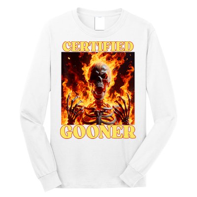 Vintage Certified Gooner Funny Cringe Hard Skeleton Meme Long Sleeve Shirt
