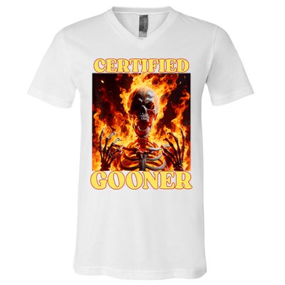 Vintage Certified Gooner Funny Cringe Hard Skeleton Meme V-Neck T-Shirt