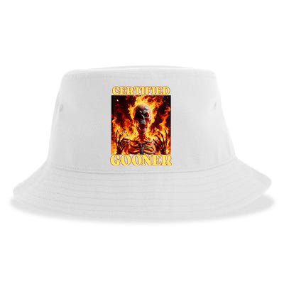 Vintage Certified Gooner Funny Cringe Hard Skeleton Meme Sustainable Bucket Hat