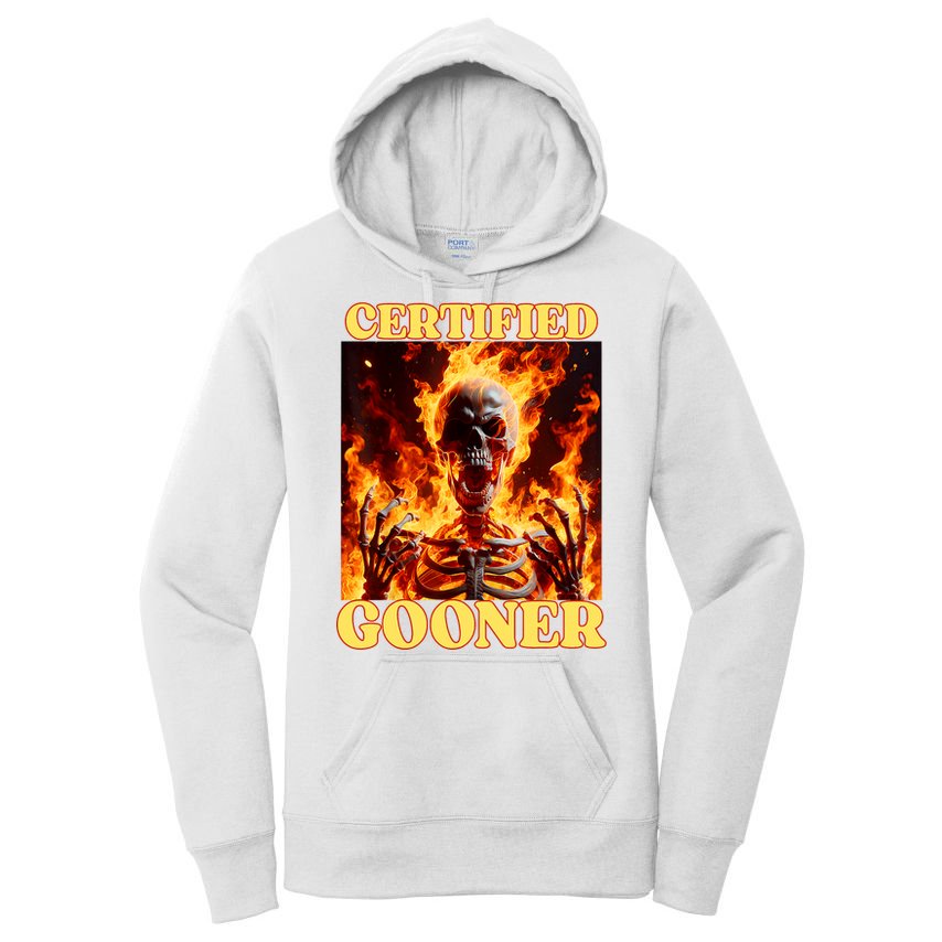 Vintage Certified Gooner Funny Cringe Hard Skeleton Meme Women's Pullover Hoodie