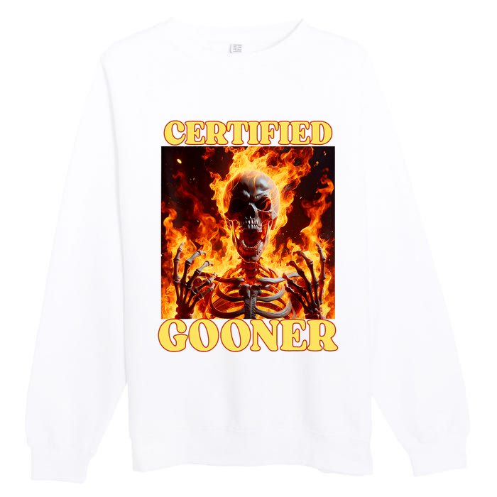 Vintage Certified Gooner Funny Cringe Hard Skeleton Meme Premium Crewneck Sweatshirt