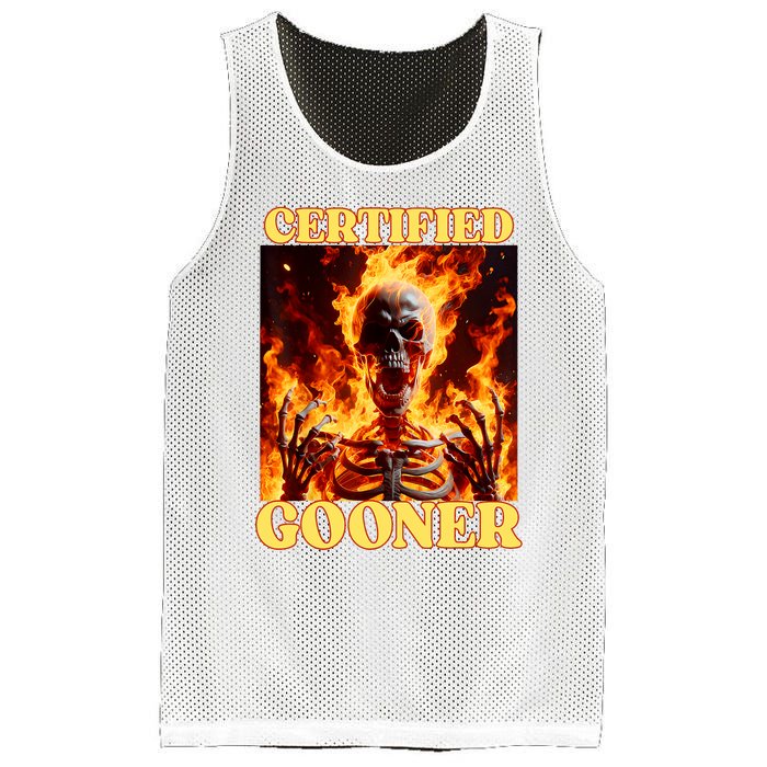 Vintage Certified Gooner Funny Cringe Hard Skeleton Meme Mesh Reversible Basketball Jersey Tank