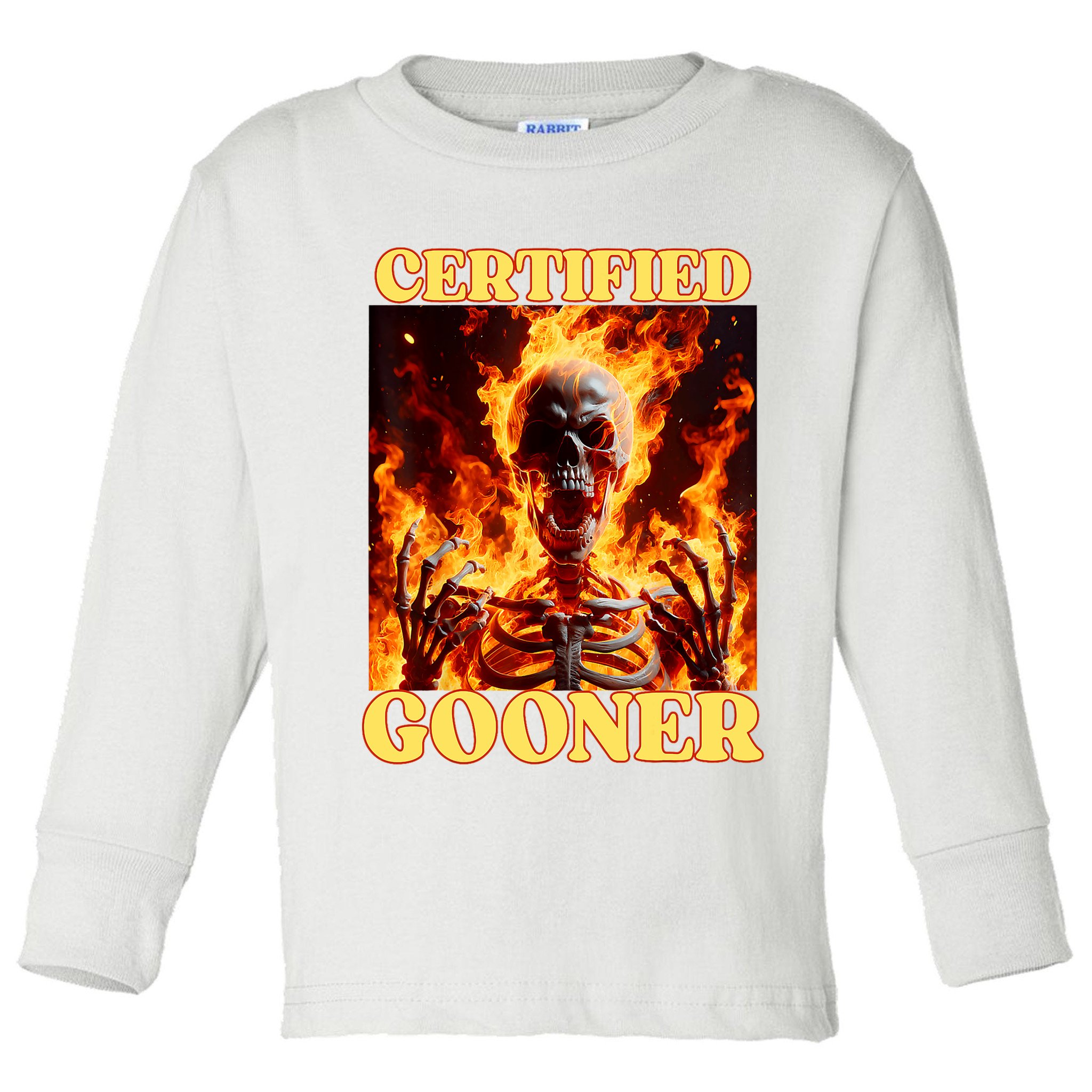 Vintage Certified Gooner Funny Cringe Hard Skeleton Meme Toddler Long Sleeve Shirt