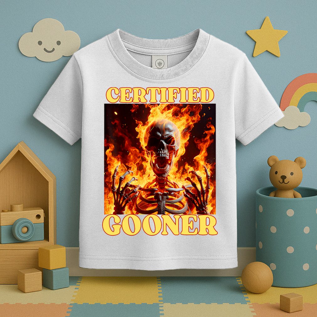 Vintage Certified Gooner Funny Cringe Hard Skeleton Meme Toddler T-Shirt
