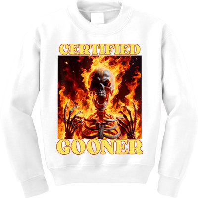 Vintage Certified Gooner Funny Cringe Hard Skeleton Meme Kids Sweatshirt
