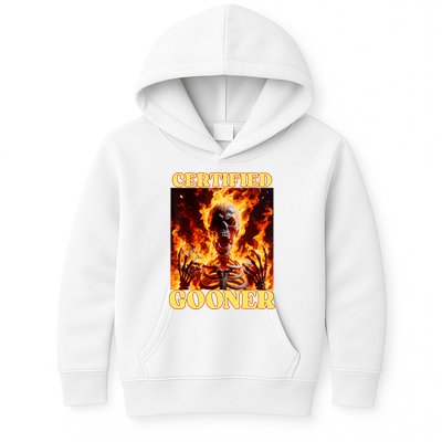 Vintage Certified Gooner Funny Cringe Hard Skeleton Meme Kids Hoodie
