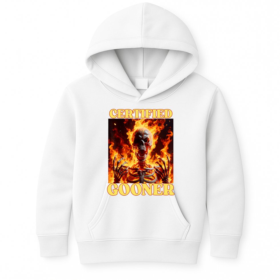 Vintage Certified Gooner Funny Cringe Hard Skeleton Meme Kids Hoodie