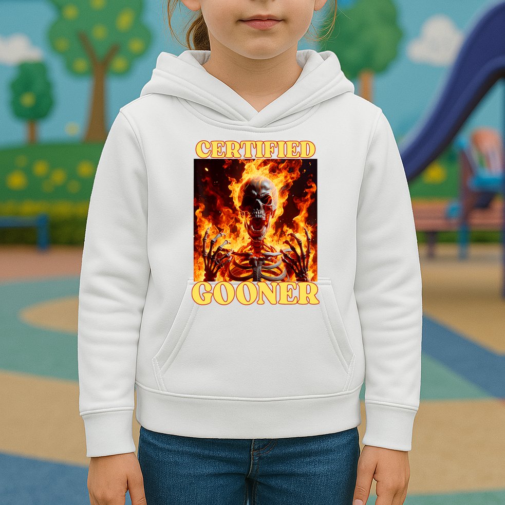 Vintage Certified Gooner Funny Cringe Hard Skeleton Meme Kids Hoodie