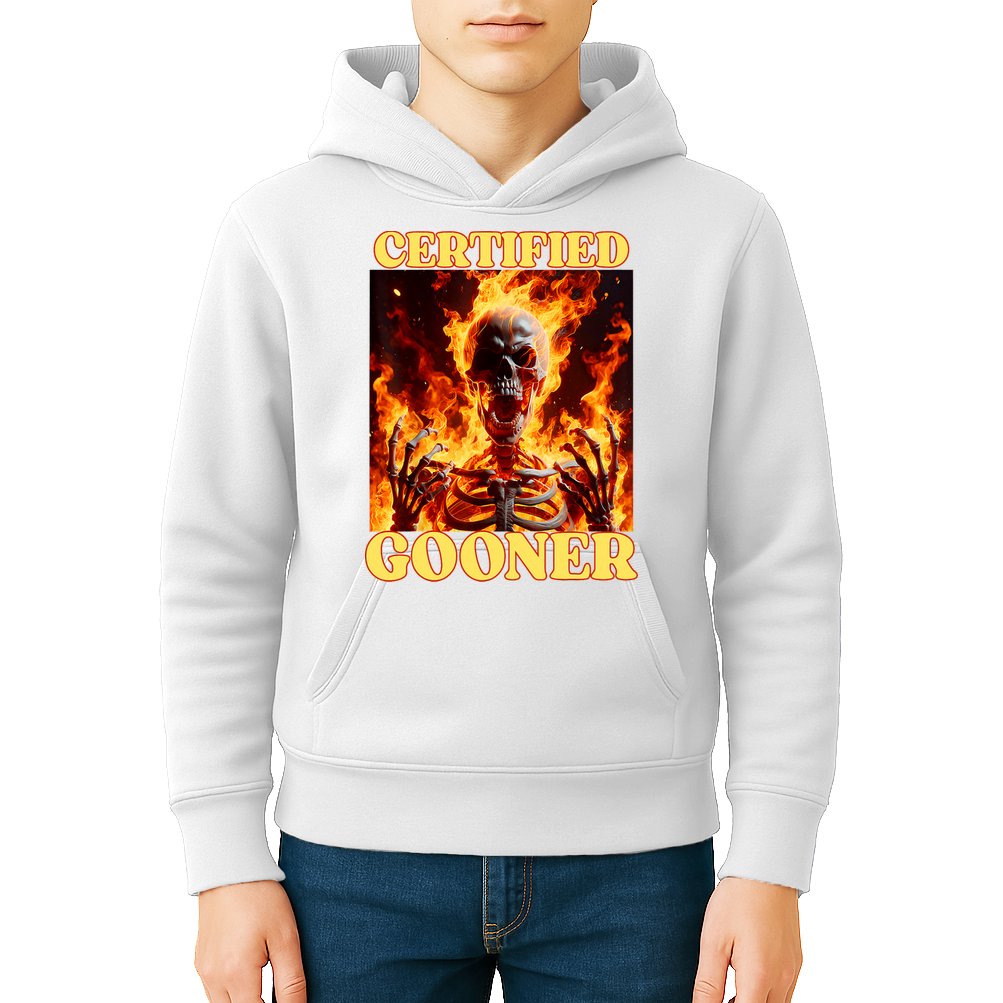 Vintage Certified Gooner Funny Cringe Hard Skeleton Meme Kids Hoodie
