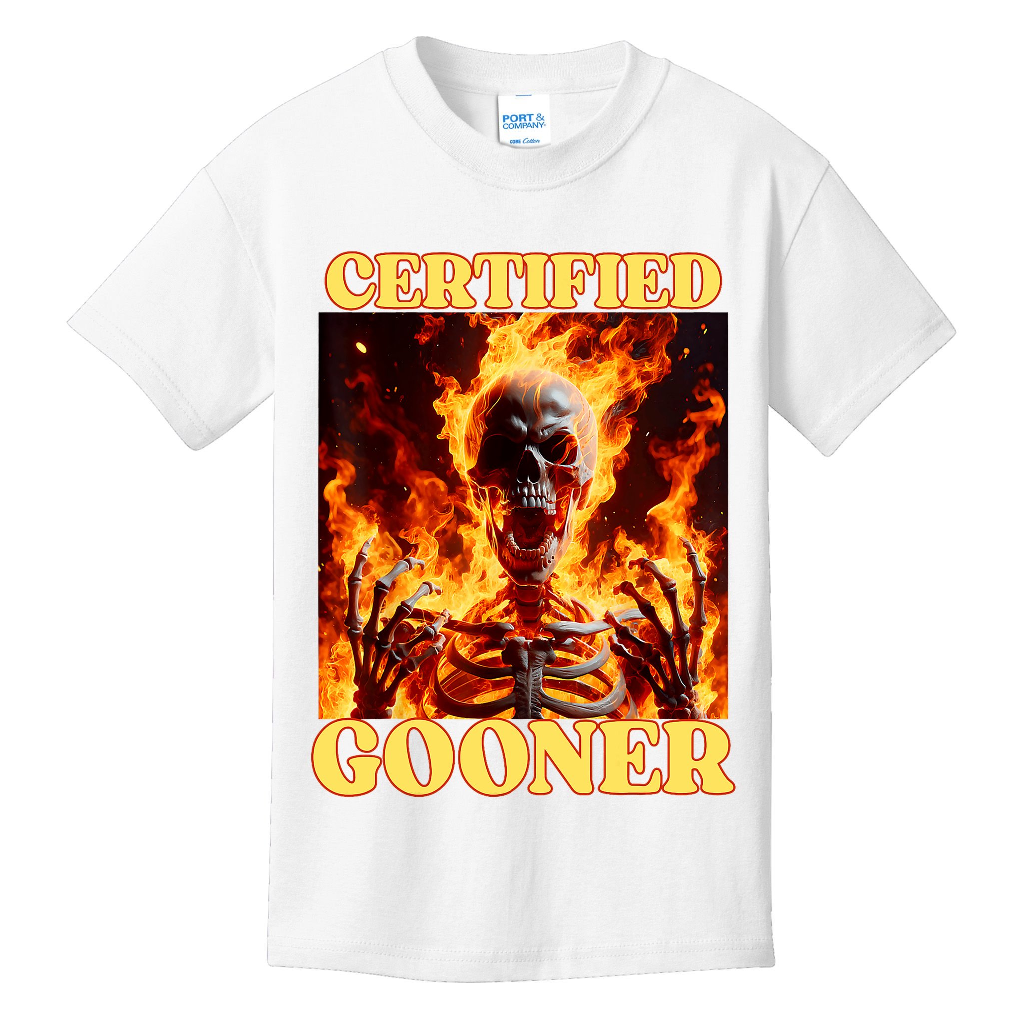 Vintage Certified Gooner Funny Cringe Hard Skeleton Meme Kids T-Shirt