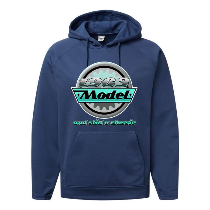 Vintage Car Gear 1963 Model And Still A Classic 60th Birthday Performance Fleece Hoodie