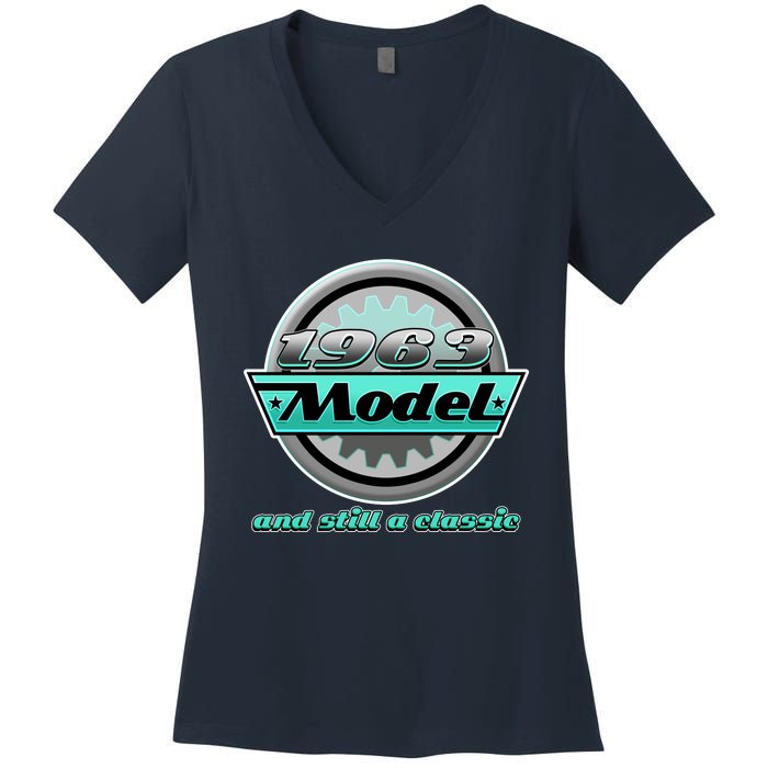 Vintage Car Gear 1963 Model And Still A Classic 60th Birthday Women's V-Neck T-Shirt