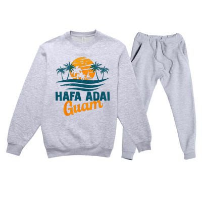 Vintage Chamorro Guamanian Hafa Adai Guam Vacation Retro Premium Crewneck Sweatsuit Set