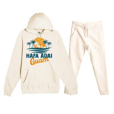 Vintage Chamorro Guamanian Hafa Adai Guam Vacation Retro Premium Hooded Sweatsuit Set