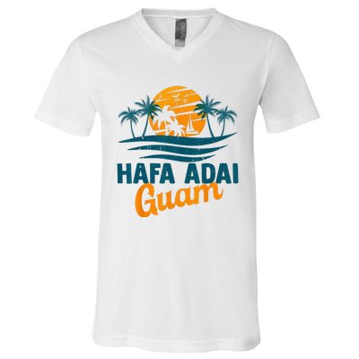 Vintage Chamorro Guamanian Hafa Adai Guam Vacation Retro V-Neck T-Shirt