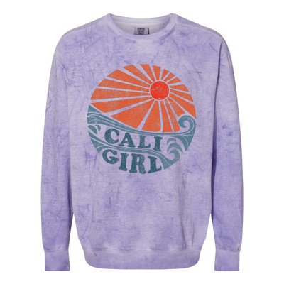 Vintage Cali Girl Retro Beach California Vacation Women Colorblast Crewneck Sweatshirt