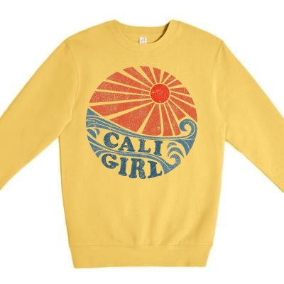 Vintage Cali Girl Retro Beach California Vacation Women Premium Crewneck Sweatshirt