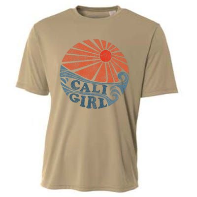 Vintage Cali Girl Retro Beach California Vacation Women Cooling Performance Crew T-Shirt