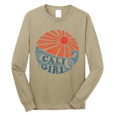 Vintage Cali Girl Retro Beach California Vacation Women Long Sleeve Shirt