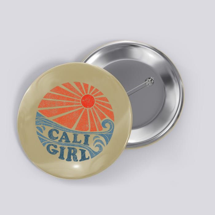 Vintage Cali Girl Retro Beach California Vacation Women Button