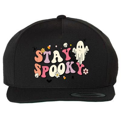 Vintage Cute Ghost Halloween Gift Retro Stay Spooky Party Gift Wool Snapback Cap