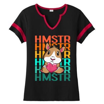 Vintage Cute Hamster Lover - Cute Guinea Pig Design Ladies Halftime Notch Neck Tee