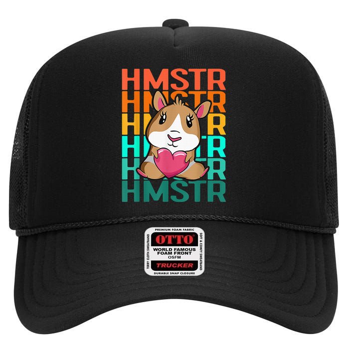 Vintage Cute Hamster Lover - Cute Guinea Pig Design High Crown Mesh Back Trucker Hat