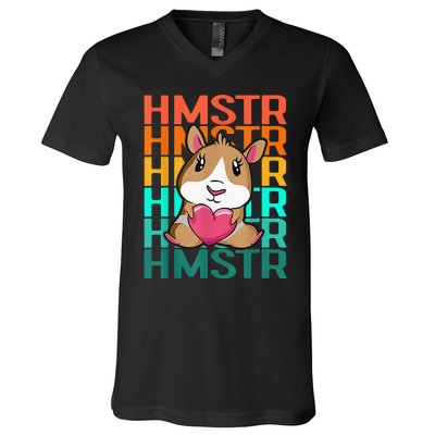 Vintage Cute Hamster Lover - Cute Guinea Pig Design V-Neck T-Shirt