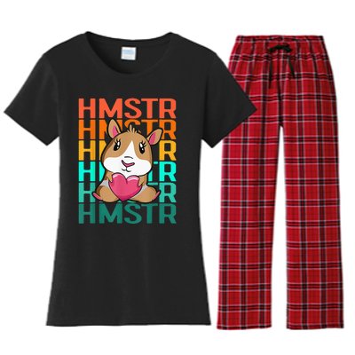 Vintage Cute Hamster Lover - Cute Guinea Pig Design Women's Flannel Pajama Set