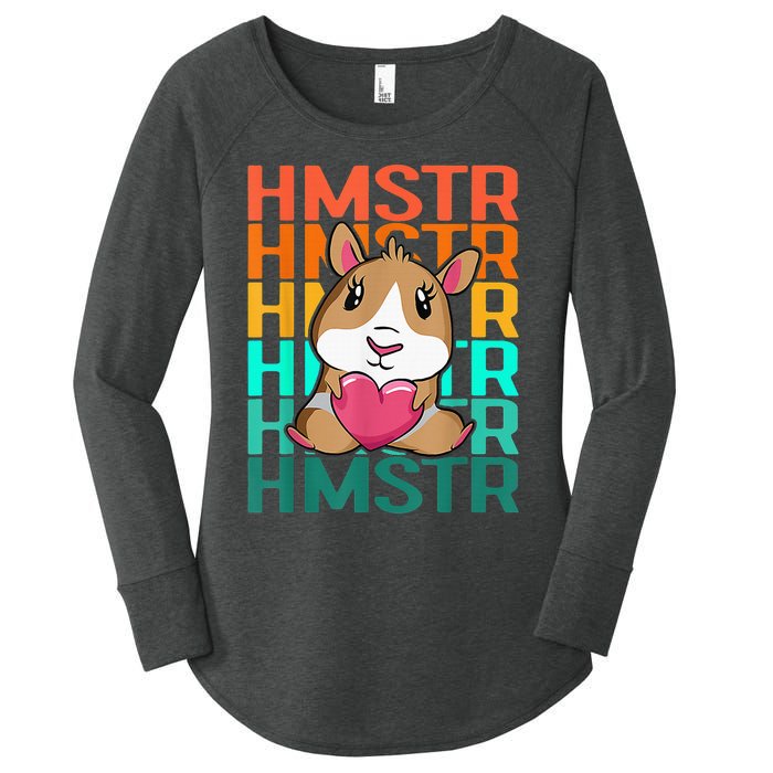 Vintage Cute Hamster Lover - Cute Guinea Pig Design Women's Perfect Tri Tunic Long Sleeve Shirt